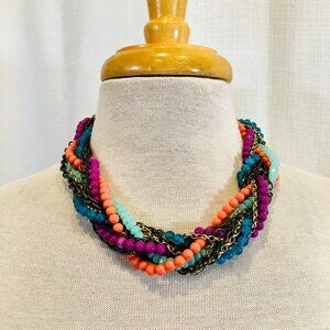 Loft Multi Strand Bead and Chain Necklace Short Length